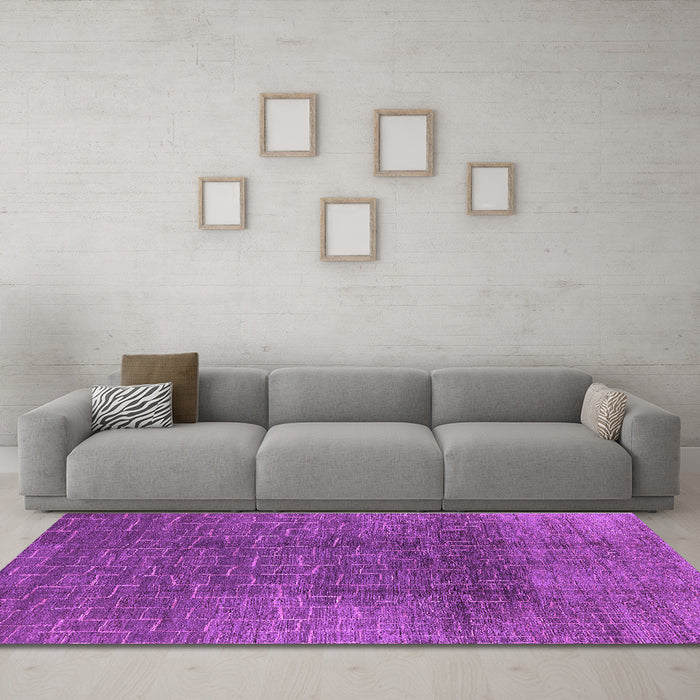 Machine Washable Oriental Purple Industrial Area Rugs in a Living Room, wshurb1295pur