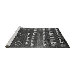 Sideview of Machine Washable Oriental Gray Industrial Rug, wshurb1296gry