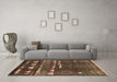 Machine Washable Oriental Brown Industrial Rug in a Living Room,, wshurb1296brn