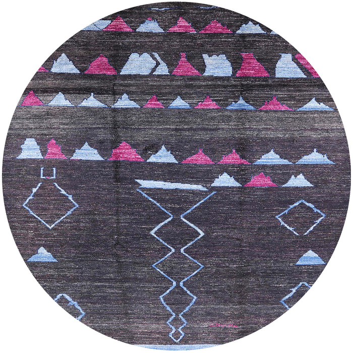Round Machine Washable Industrial Modern Plum Purple Rug, wshurb1296