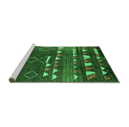 Sideview of Machine Washable Oriental Green Industrial Area Rugs, wshurb1296grn