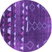 Round Machine Washable Oriental Purple Industrial Area Rugs, wshurb1296pur