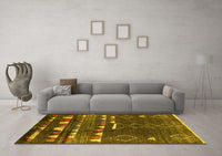 Machine Washable Oriental Yellow Industrial Rug, wshurb1296yw