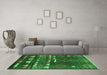 Machine Washable Oriental Green Industrial Area Rugs in a Living Room,, wshurb1296grn