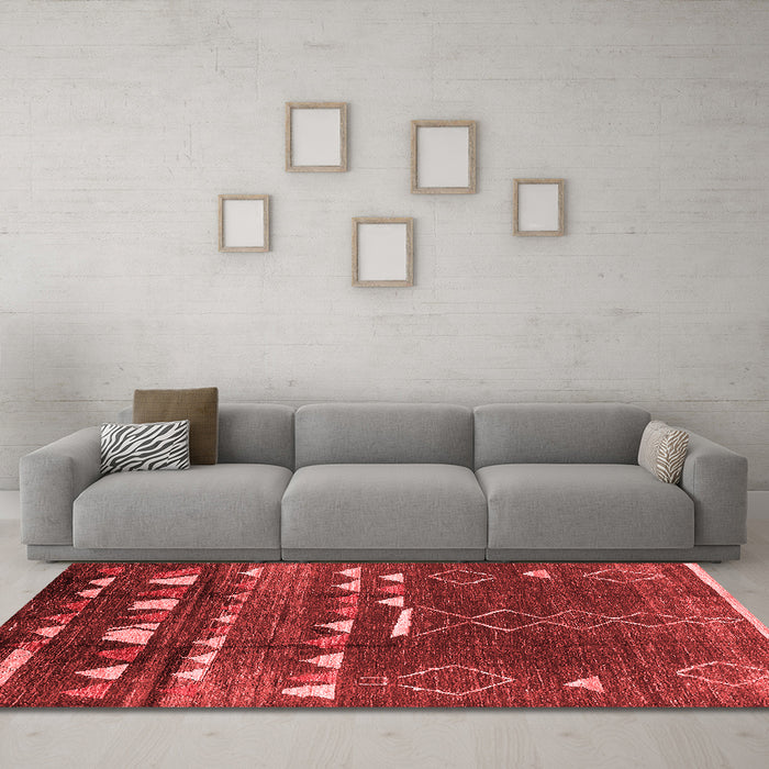 Industrial Red Washable Rugs
