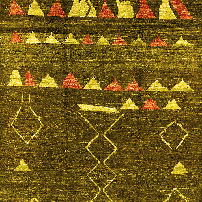Machine Washable Oriental Yellow Industrial Rug, wshurb1296yw