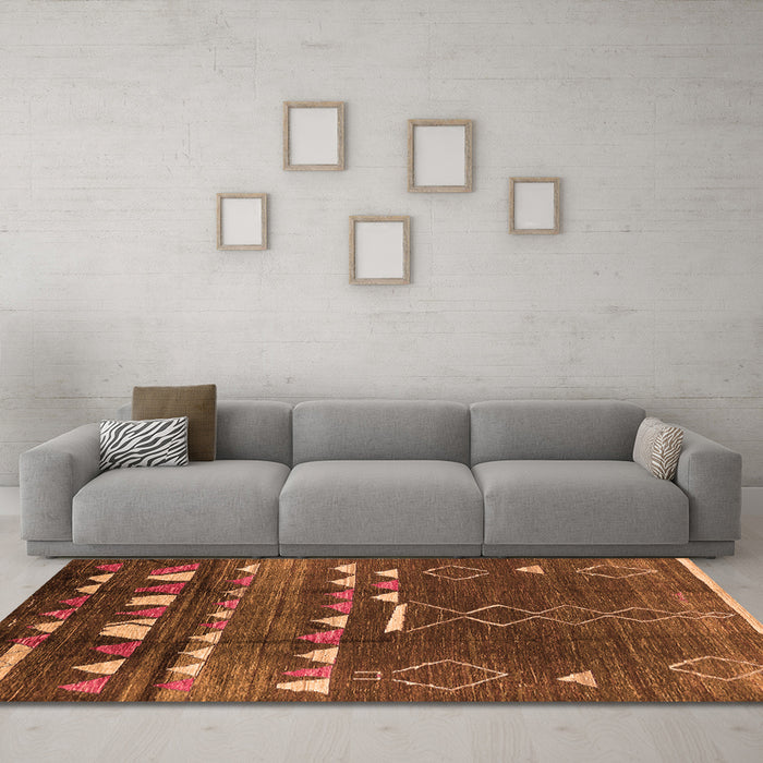Machine Washable Oriental Orange Industrial Area Rugs in a Living Room, wshurb1296org
