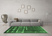 Machine Washable Oriental Emerald Green Industrial Area Rugs in a Living Room,, wshurb1296emgrn