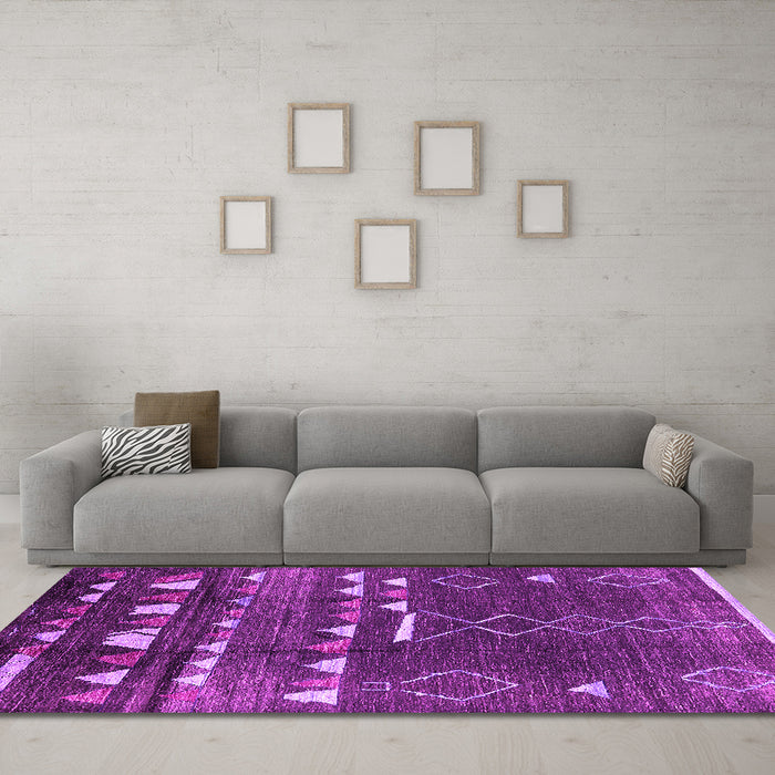 Machine Washable Oriental Pink Industrial Rug in a Living Room, wshurb1296pnk