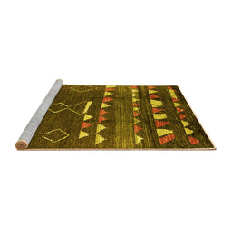 Sideview of Machine Washable Oriental Yellow Industrial Rug, wshurb1296yw