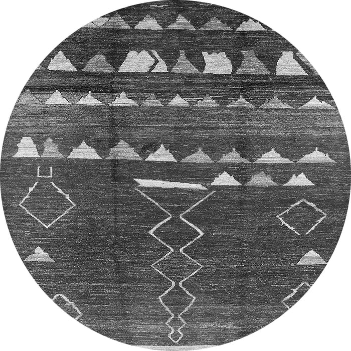 Round Machine Washable Oriental Gray Industrial Rug, wshurb1296gry