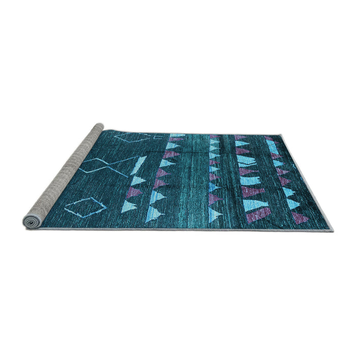 Sideview of Machine Washable Oriental Light Blue Industrial Rug, wshurb1296lblu