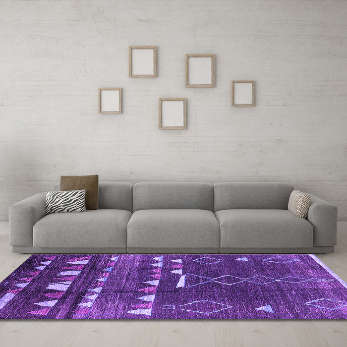 Machine Washable Oriental Purple Industrial Area Rugs in a Living Room, wshurb1296pur