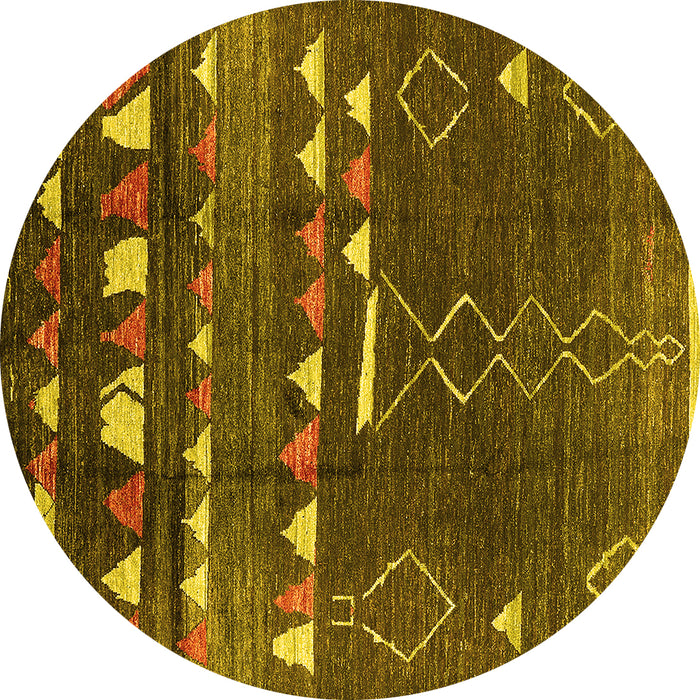 Round Oriental Yellow Industrial Rug, urb1296yw