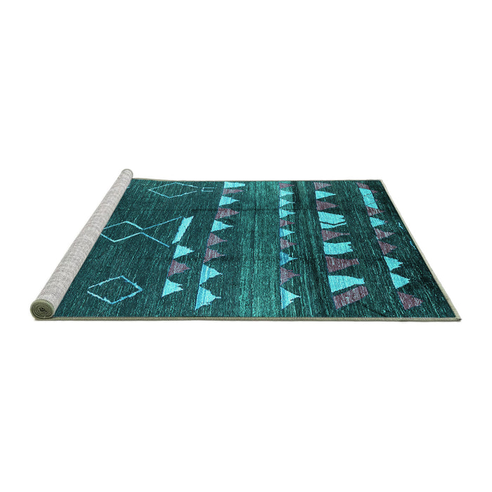 Sideview of Machine Washable Oriental Turquoise Industrial Area Rugs, wshurb1296turq