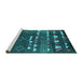 Sideview of Machine Washable Oriental Turquoise Industrial Area Rugs, wshurb1296turq