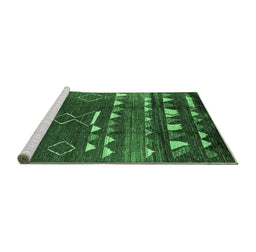 Sideview of Machine Washable Oriental Emerald Green Industrial Area Rugs, wshurb1296emgrn