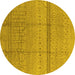 Round Oriental Yellow Industrial Rug, urb1297yw