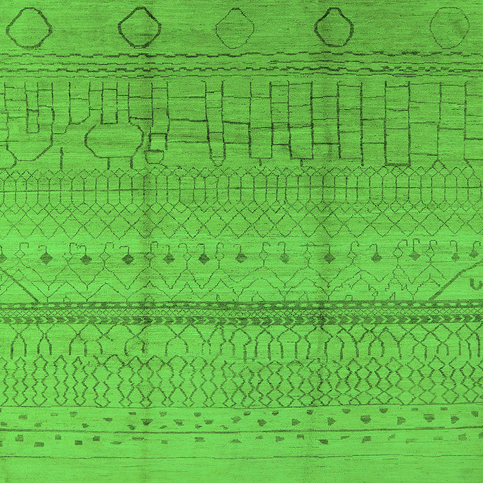 Square Machine Washable Oriental Green Industrial Area Rugs, wshurb1297grn