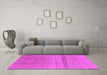 Machine Washable Oriental Pink Industrial Rug in a Living Room, wshurb1297pnk