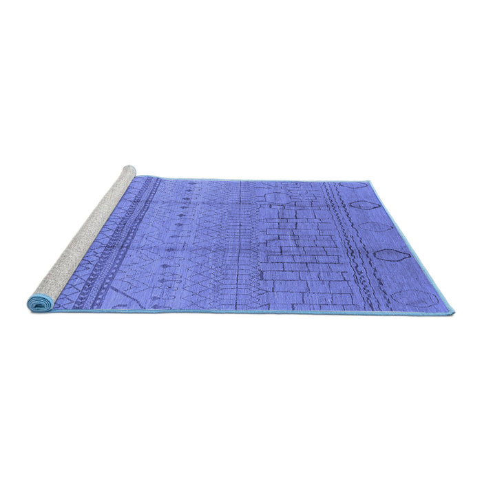 Sideview of Machine Washable Oriental Blue Industrial Rug, wshurb1297blu