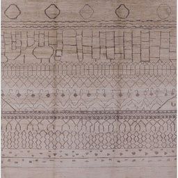 Square Mid-Century Modern Rose Purple Oriental Rug, urb1297