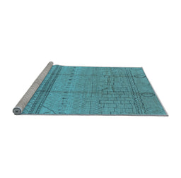 Sideview of Machine Washable Oriental Light Blue Industrial Rug, wshurb1297lblu