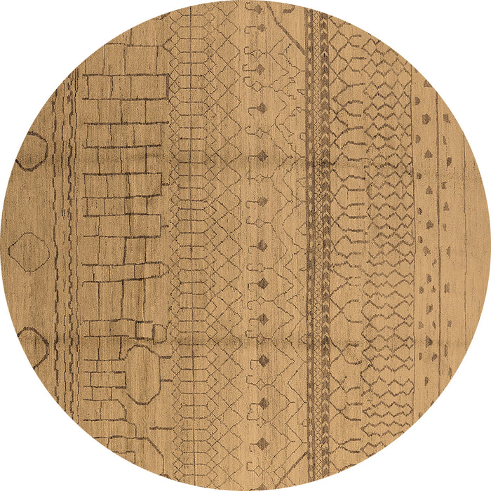 Round Oriental Brown Industrial Rug, urb1297brn