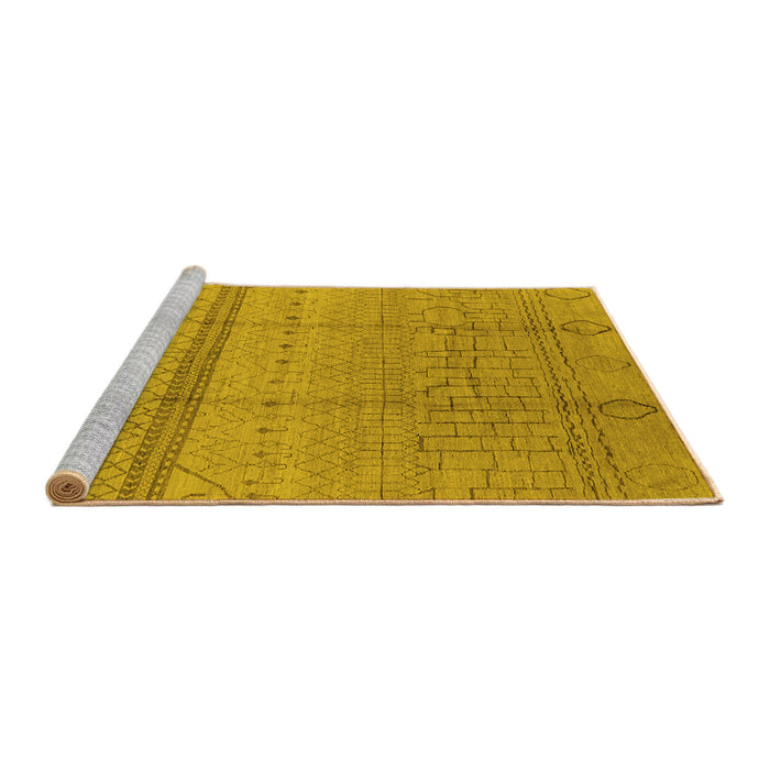 Sideview of Machine Washable Oriental Yellow Industrial Rug, wshurb1297yw