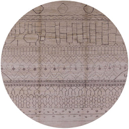 Round Mid-Century Modern Rose Purple Oriental Rug, urb1297