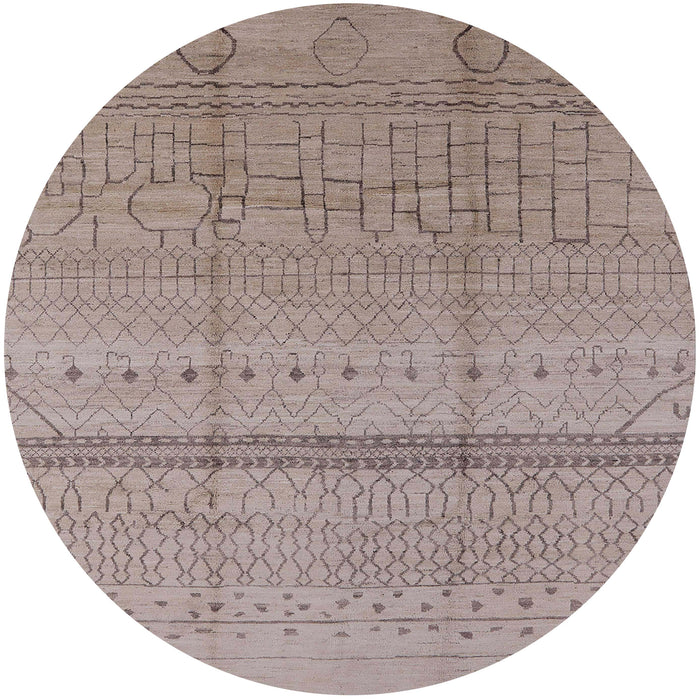 Round Mid-Century Modern Rose Purple Oriental Rug, urb1297