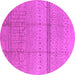 Round Machine Washable Oriental Pink Industrial Rug, wshurb1297pnk