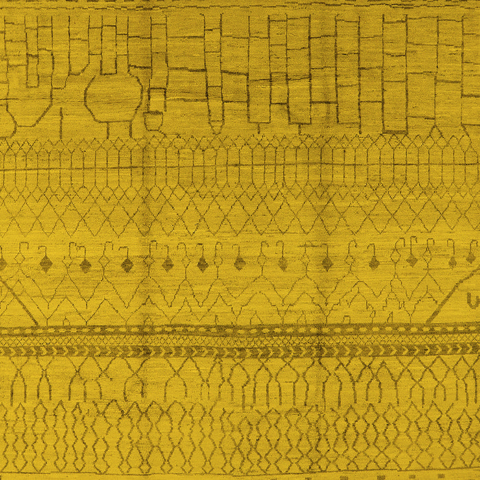 Machine Washable Oriental Yellow Industrial Rug, wshurb1297yw