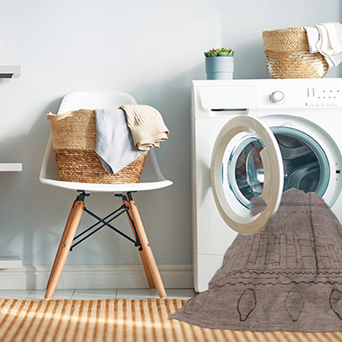 Machine Washable Industrial Modern Rose Dust Purple Rug in a Washing Machine, wshurb1297