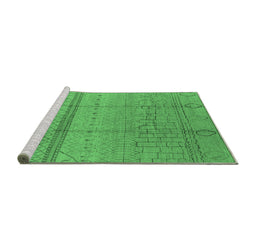 Sideview of Machine Washable Oriental Emerald Green Industrial Area Rugs, wshurb1297emgrn