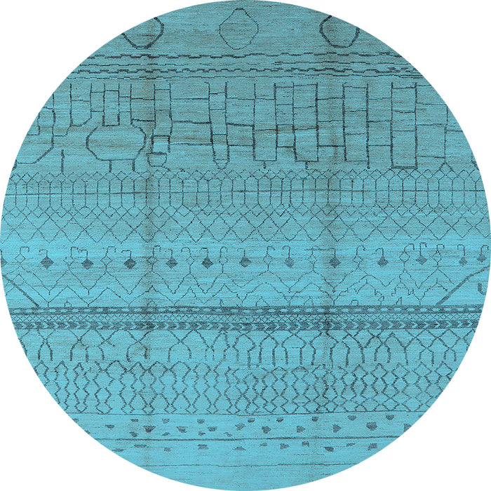 Round Oriental Light Blue Industrial Rug, urb1297lblu