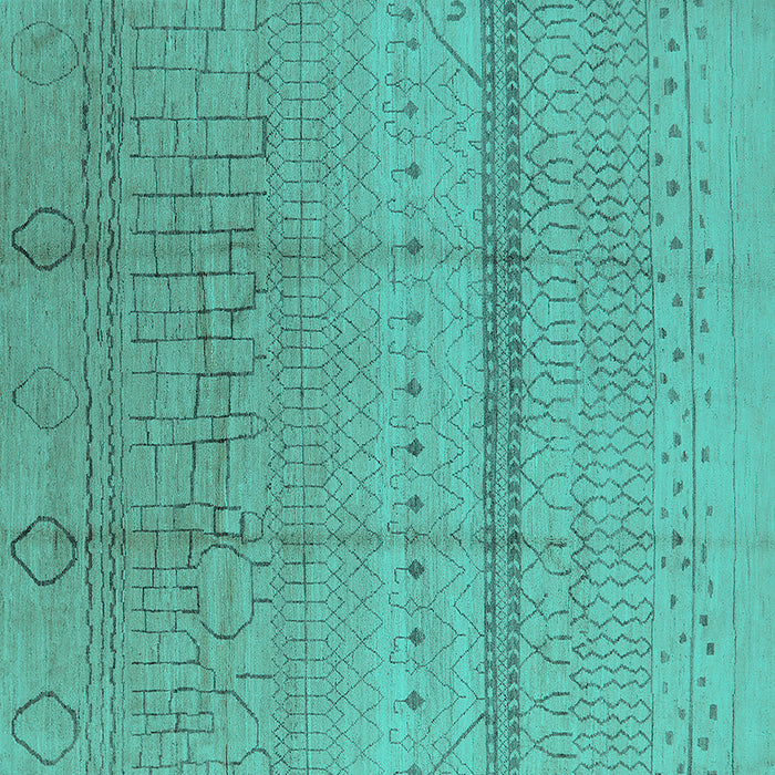 Square Machine Washable Oriental Turquoise Industrial Area Rugs, wshurb1297turq