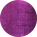 Round Machine Washable Oriental Pink Industrial Rug, wshurb1298pnk