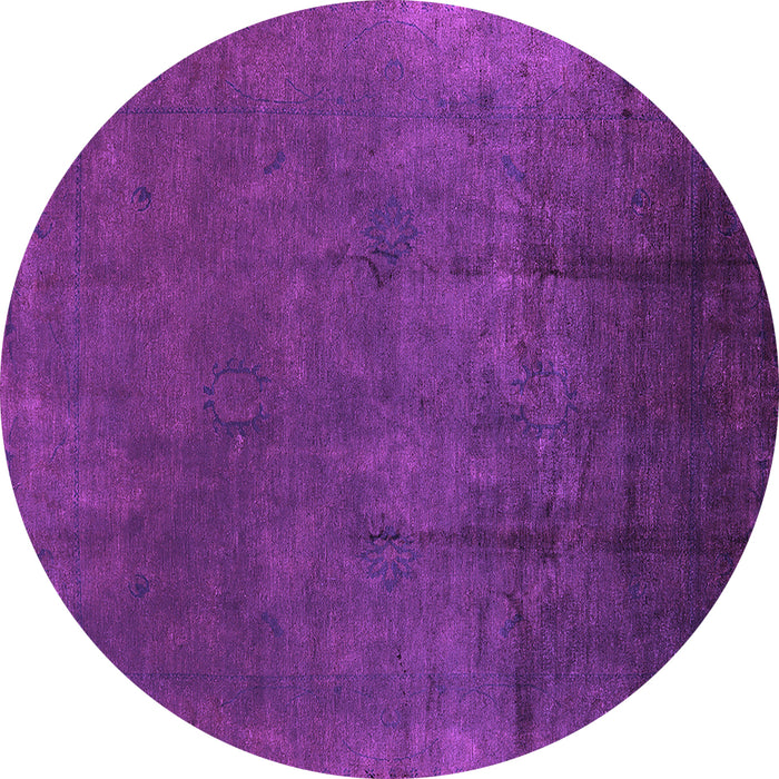 Round Machine Washable Oriental Purple Industrial Area Rugs, wshurb1298pur