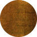 Round Oriental Yellow Industrial Rug, urb1298yw