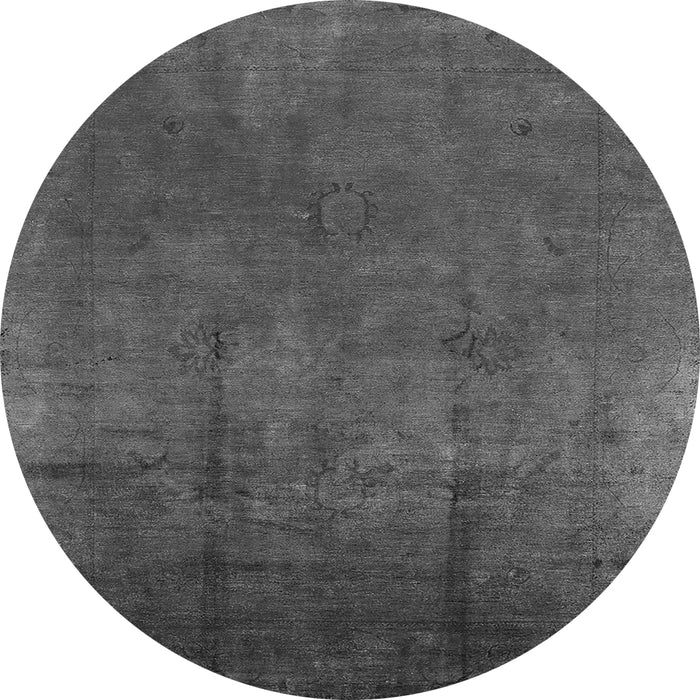 Round Oriental Gray Industrial Rug, urb1298gry