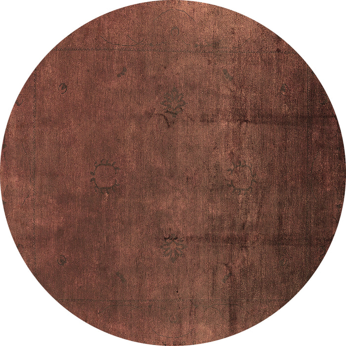 Round Oriental Brown Industrial Rug, urb1298brn