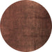 Round Oriental Brown Industrial Rug, urb1298brn