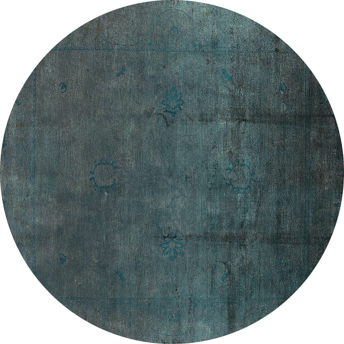 Round Oriental Turquoise Industrial Rug, urb1298turq