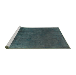 Sideview of Machine Washable Oriental Turquoise Industrial Area Rugs, wshurb1298turq