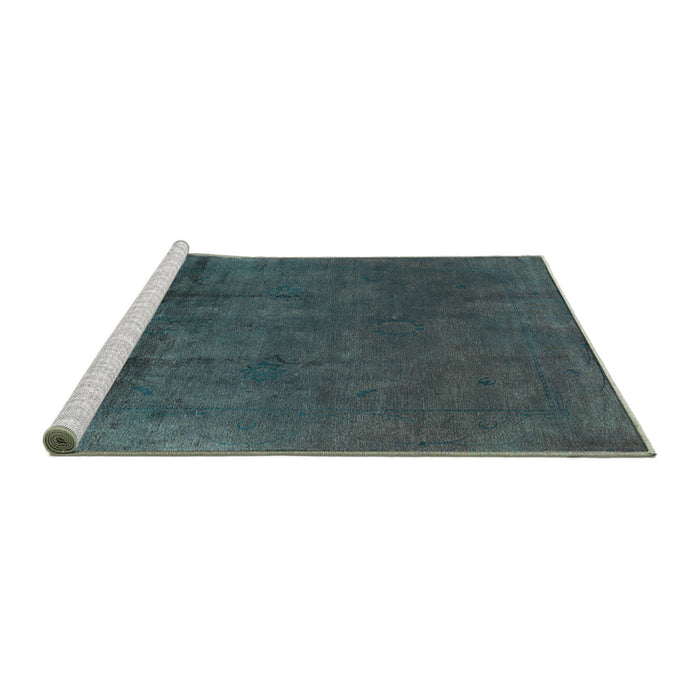 Sideview of Machine Washable Oriental Turquoise Industrial Area Rugs, wshurb1298turq