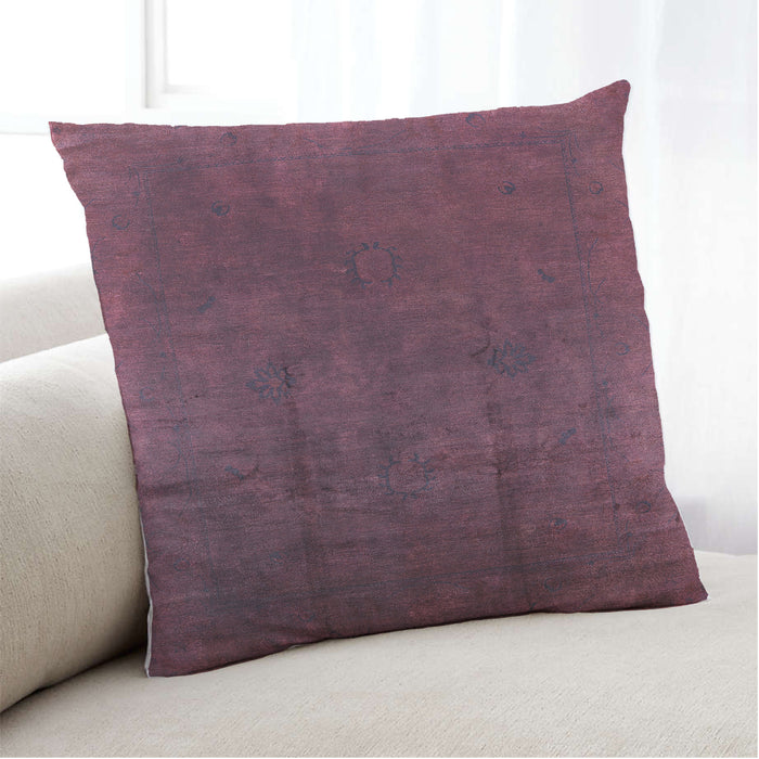 Lifestyle Image of Mid-Century Modern Urban Square Dark Raspberry Purple Throw Pillow, 18 inch by 18 inch, pwurb1298