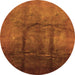 Round Oriental Orange Industrial Rug, urb1299org