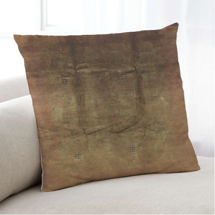 Lifestyle Image of Mid-Century Modern Urban Square Dark Bronze Brown Throw Pillow, 18 inch by 18 inch, pwurb1299