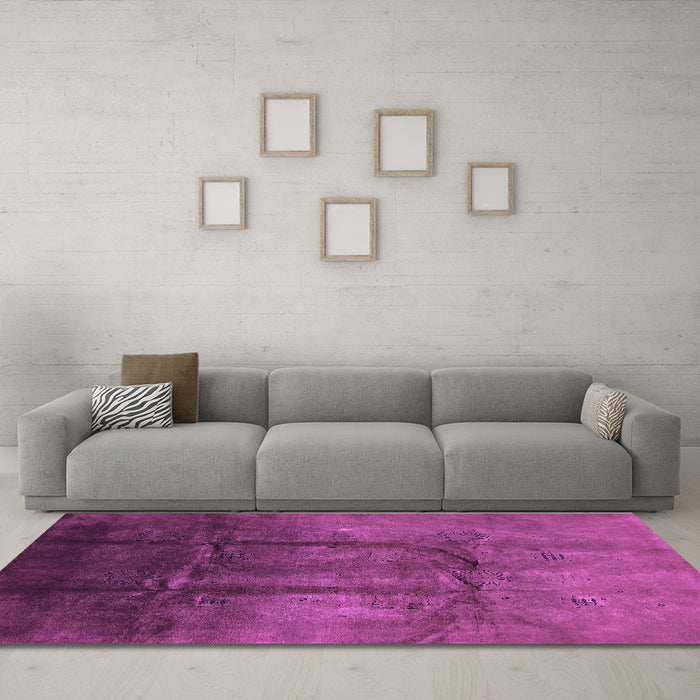 Machine Washable Oriental Purple Industrial Area Rugs in a Living Room, wshurb1299pur